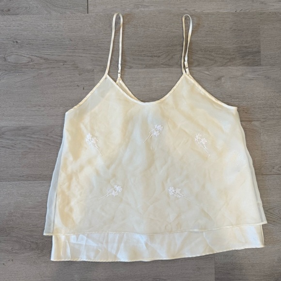 Valerie Steven’s Ivory Camisole With Embroidered Flowers Size Large - Picture 1 of 4